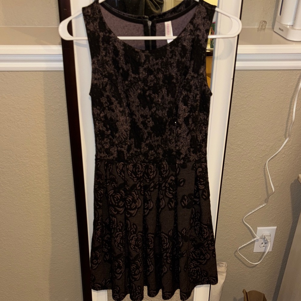 Elegant Black Pink Floral Dress